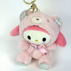 New My Melody Pink Bear Costume Plush Doll bag charm, keyring, keychain toy gift